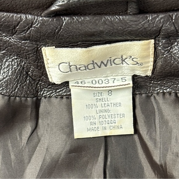 Vintage Chadwick’s Women's Size 8 Chocolate Brown Leather Blazer Jacket Y2K 90s - Picture 7 of 7